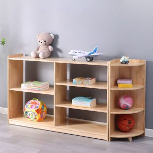 "Natural Finish Simplistic Standard Children's Bookshelf for Horizontal/Vertical Placement with Open Back and Wood Shelves, Standalone"
