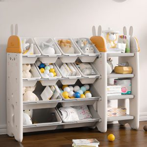 "Chalk Simplistic Polymer Standard Children's Bookshelf with Animals Theme, Adaptable Horizontal/Vertical Orientation, Closed Back, Standalone Installation"