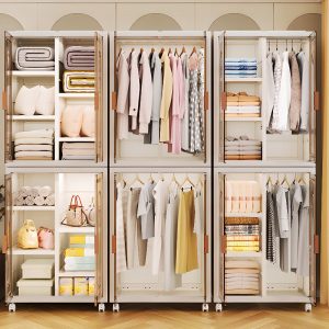 "Polymer Compound Kids Wardrobe with Clothing Rod and 2 Doors"