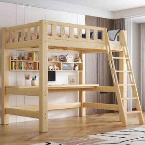 "Modern Simple Style Children Loft Bed with Built-in Desk, Loft Configuration"