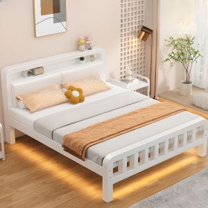 "Metal Panel Pu Leather Standard Children Bed with Footboard, Coir, Headboard"